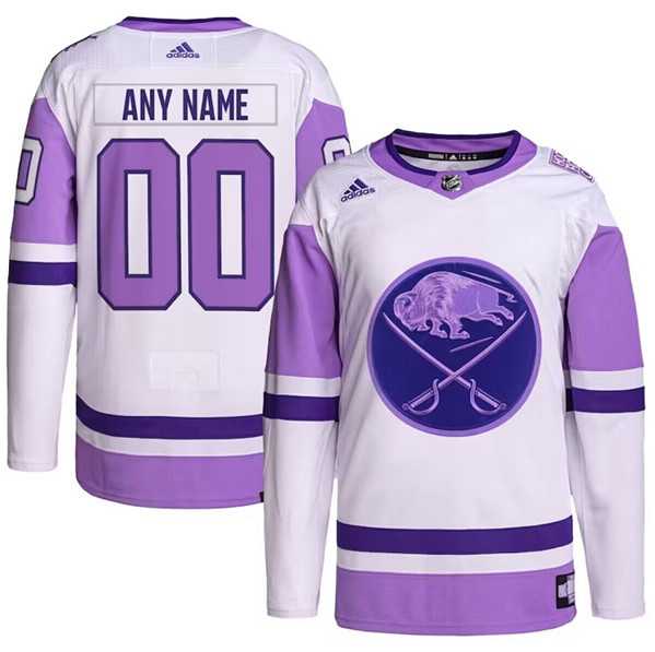 Mens Buffalo Sabres Custom Purple White Cancer Blue Stitched Jersey